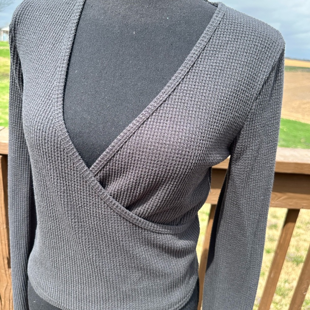 Women's Gray V-Neck Sweater